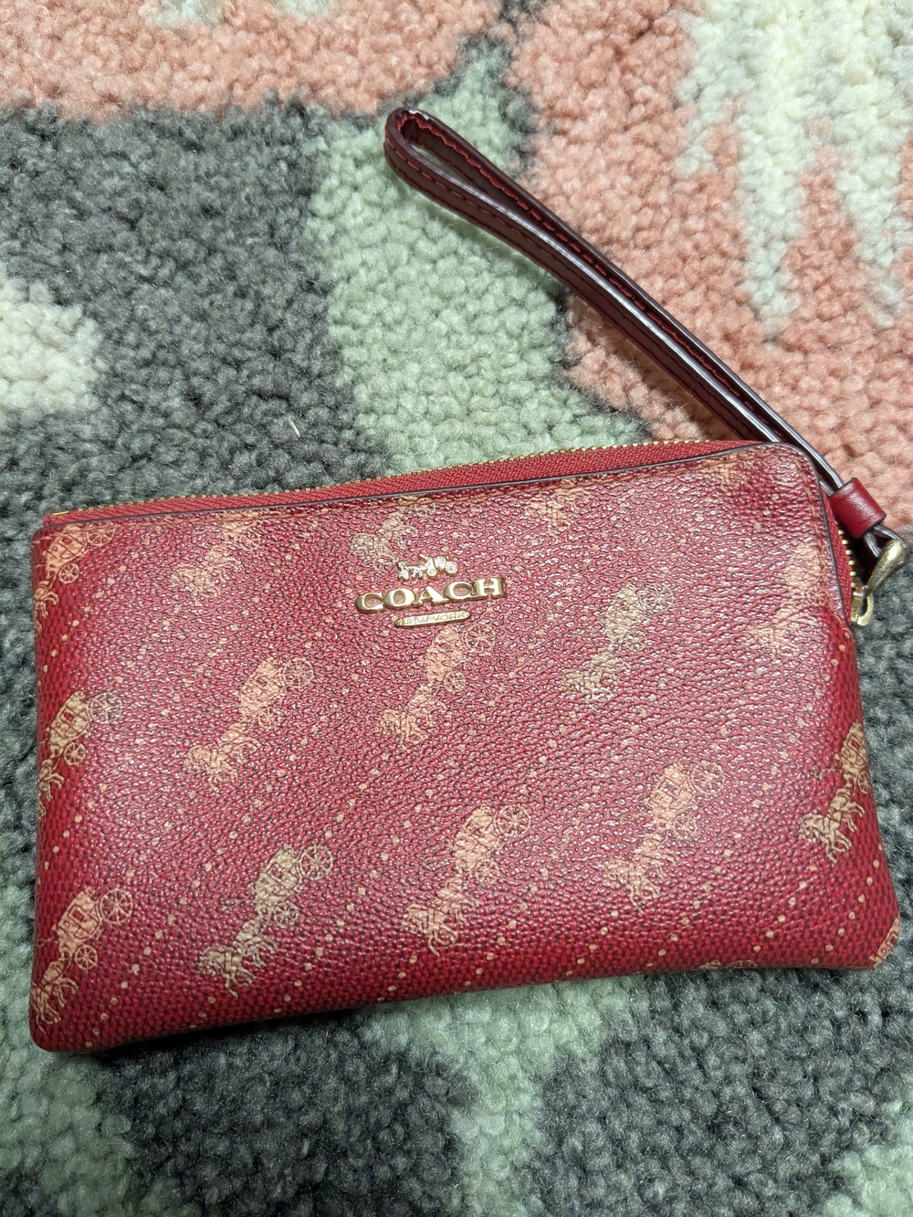 COACH Red Signature Wristlet Pouch